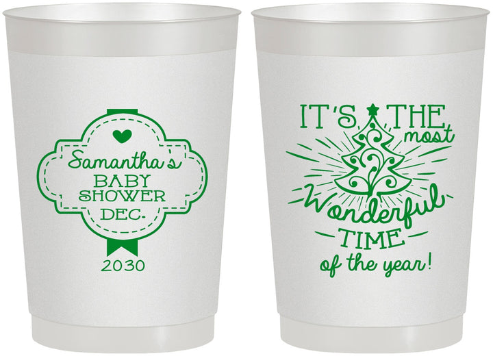 Personalized Baby Shower 22 oz Frosted Cups - Christmas | 90190
