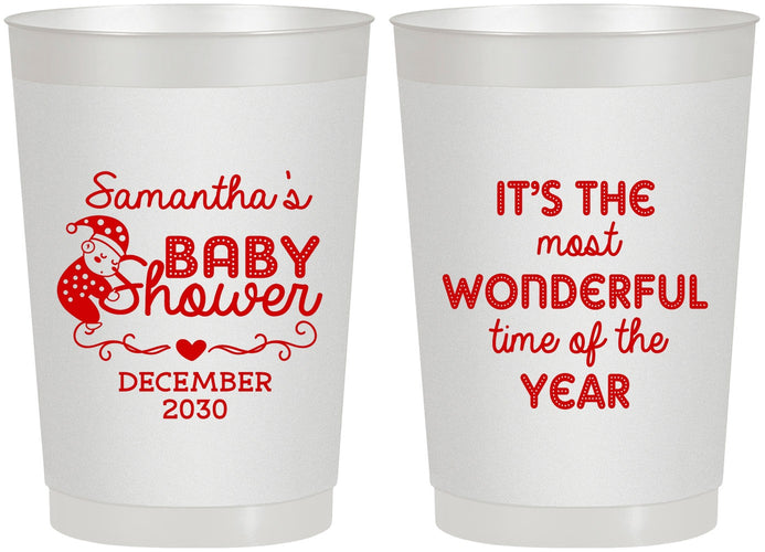 Personalized Baby Shower 22 oz Frosted Cups - Christmas | 90191
