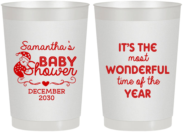 Personalized Baby Shower 22 oz Frosted Cups - Christmas | 90191