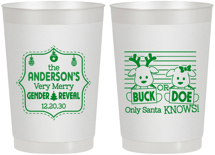Personalized Baby Shower 22 oz Frosted Cups - Christmas Gender Reveal | 90194