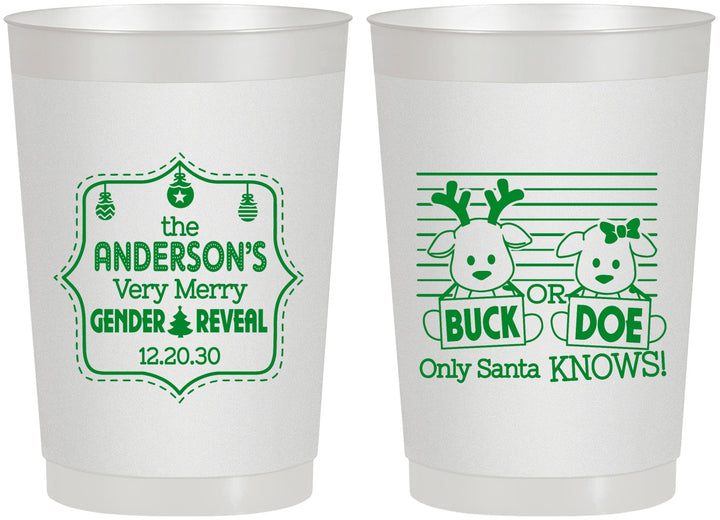 Personalized Baby Shower 22 oz Frosted Cups - Christmas Gender Reveal | 90194