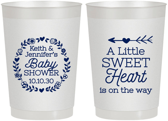 Personalized Baby Shower 22 oz Frosted Cups - Little Sweet Heart | 90195