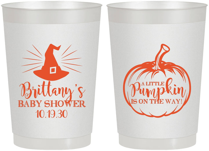 Personalized Baby Shower 22 oz Frosted Cups - Little Pumpkin Halloween | 90196