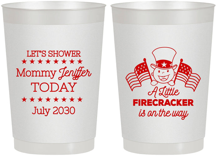 Personalized Baby Shower 22 oz Frosted Cups - Little Firecracker | 90198