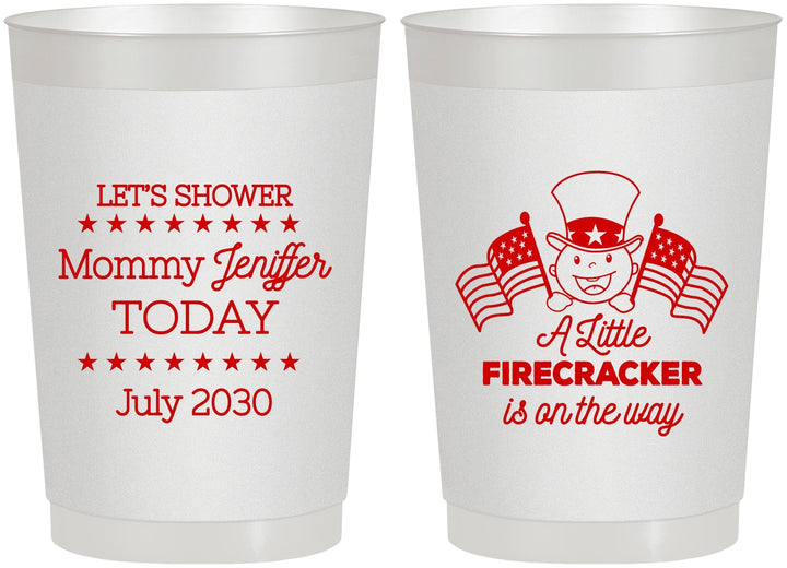 Personalized Baby Shower 22 oz Frosted Cups - Little Firecracker | 90198