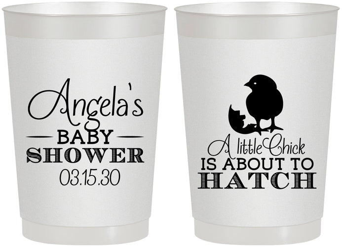 Personalized Baby Shower 22 oz Frosted Cups - Chick About To Hatch | 90199