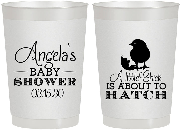 Personalized Baby Shower 22 oz Frosted Cups - Chick About To Hatch | 90199