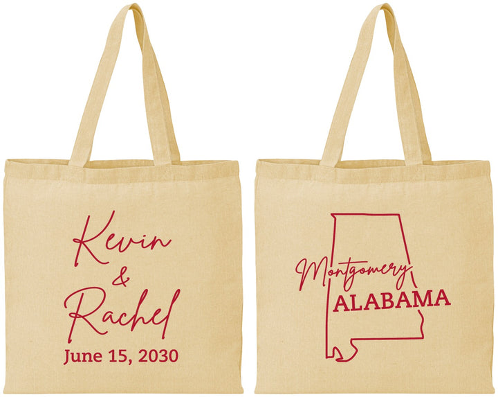 Personalized Wedding Cotton Tote Bags - Alabama | 100