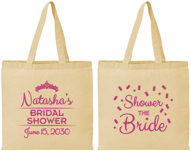 Personalized Bridal Shower Cotton Tote Bags - Shower The Bride | 100001