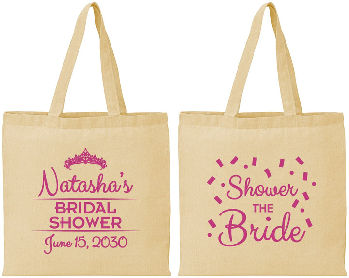 Personalized Bridal Shower Cotton Tote Bags - Shower The Bride | 100001