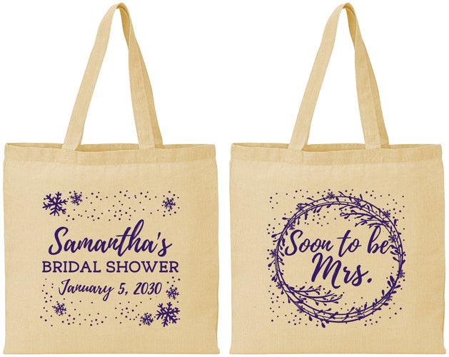 Personalized Bridal Shower Cotton Tote Bags - Soon To Be Mrs | 100004