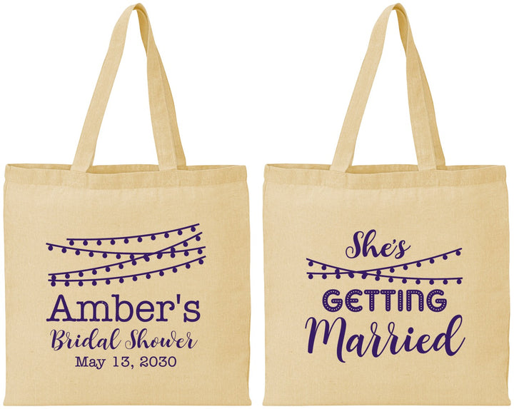 Personalized Bridal Shower Cotton Tote Bags - She's Getting Married | 100008