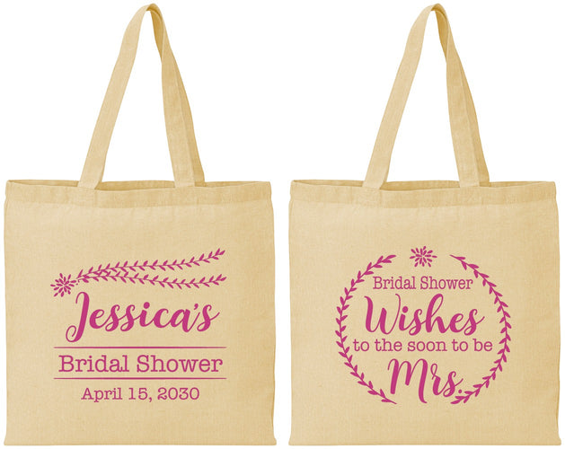 Personalized Bridal Shower Cotton Tote Bags - Soon To Be Mrs | 100009