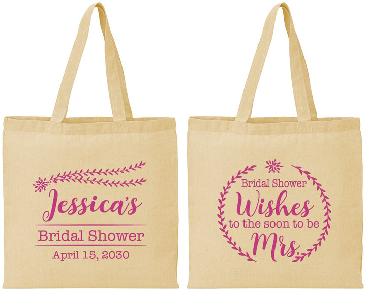 Personalized Bridal Shower Cotton Tote Bags - Soon To Be Mrs | 100009