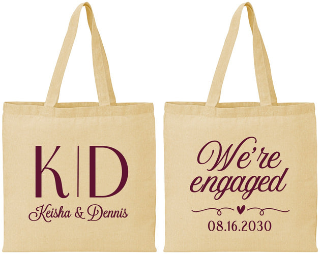 Personalized Engagement Cotton Tote Bags - We Are Engaged | 10001