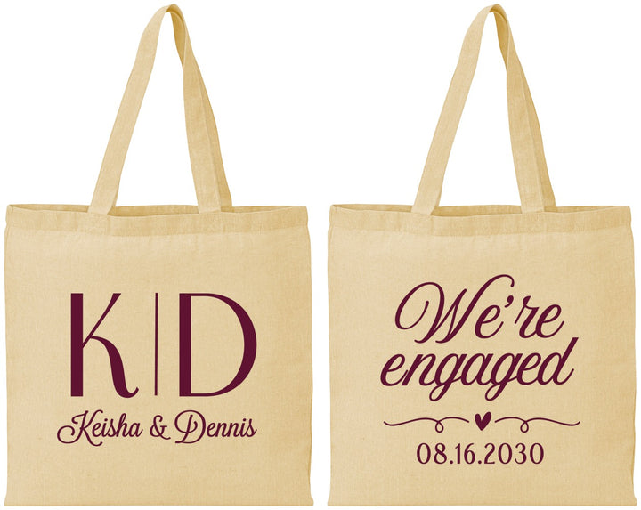 Personalized Engagement Cotton Tote Bags - We Are Engaged | 10001