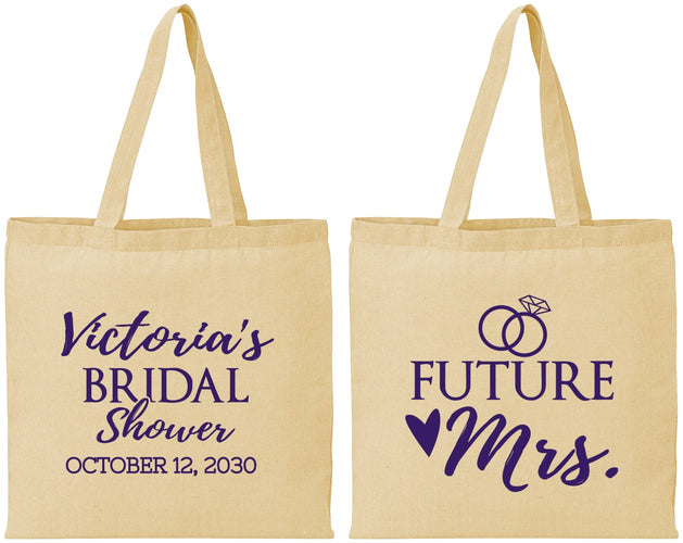 Personalized Bridal Shower Cotton Tote Bags - Future Mrs | 100012