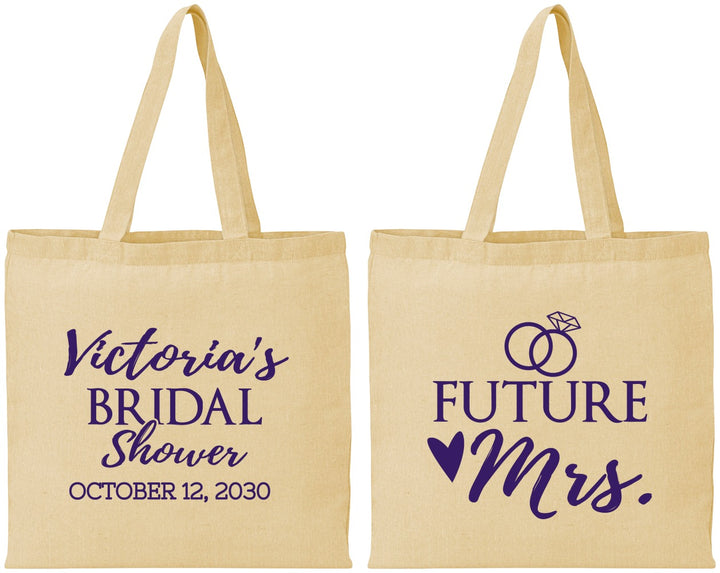 Personalized Bridal Shower Cotton Tote Bags - Future Mrs | 100012
