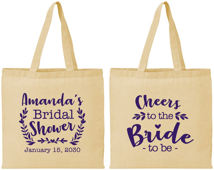 Personalized Bridal Shower Cotton Tote Bags - Cheers To The Bride | 100014