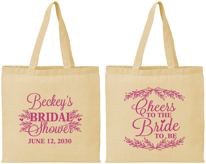 Personalized Bridal Shower Cotton Tote Bags - Cheers To The Bride | 100019