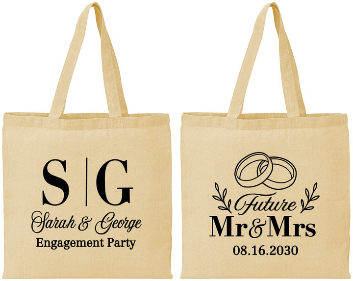 Personalized Engagement Cotton Tote Bags - Future Mr And Mrs | 10002