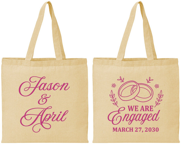 Personalized Engagement Cotton Tote Bags - We Are Engaged | 10003
