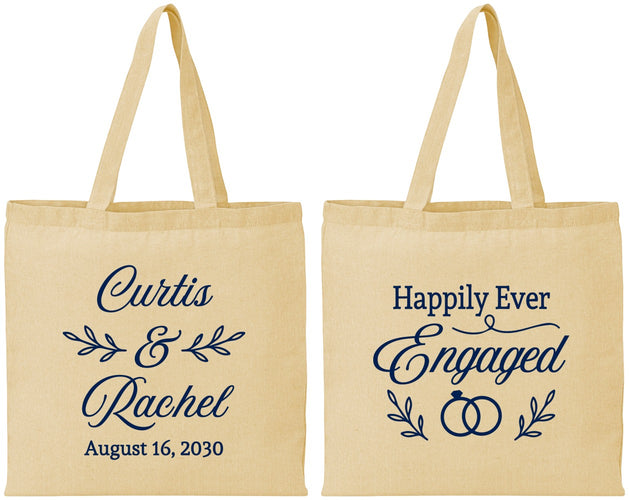 Personalized Engagement Cotton Tote Bags - Happily Ever Engaged | 10004