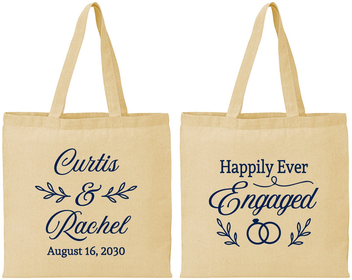 Personalized Engagement Cotton Tote Bags - Happily Ever Engaged | 10004