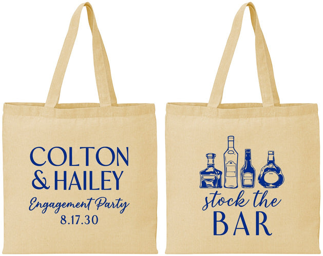 Personalized Engagement Cotton Tote Bags - Stock The Bar | 10005