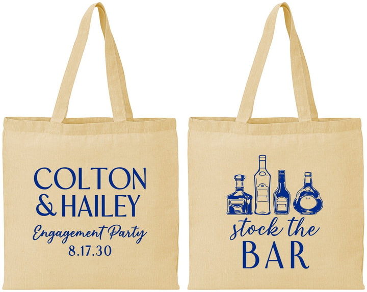 Personalized Engagement Cotton Tote Bags - Stock The Bar | 10005