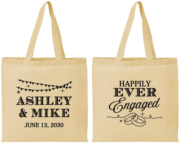 Personalized Engagement Cotton Tote Bags - Happily Ever Engaged | 10006