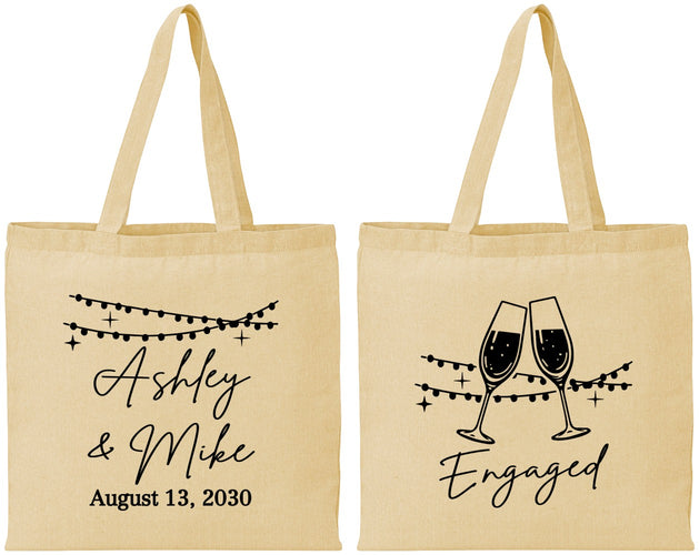Personalized Engagement Cotton Tote Bags - Engaged | 10007