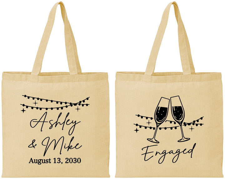 Personalized Engagement Cotton Tote Bags - Engaged | 10007