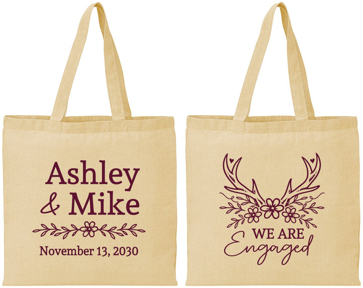 Personalized Engagement Cotton Tote Bags - We Are Engaged | 10009