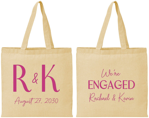 Personalized Engagement Cotton Tote Bags - We Are Engaged | 10011