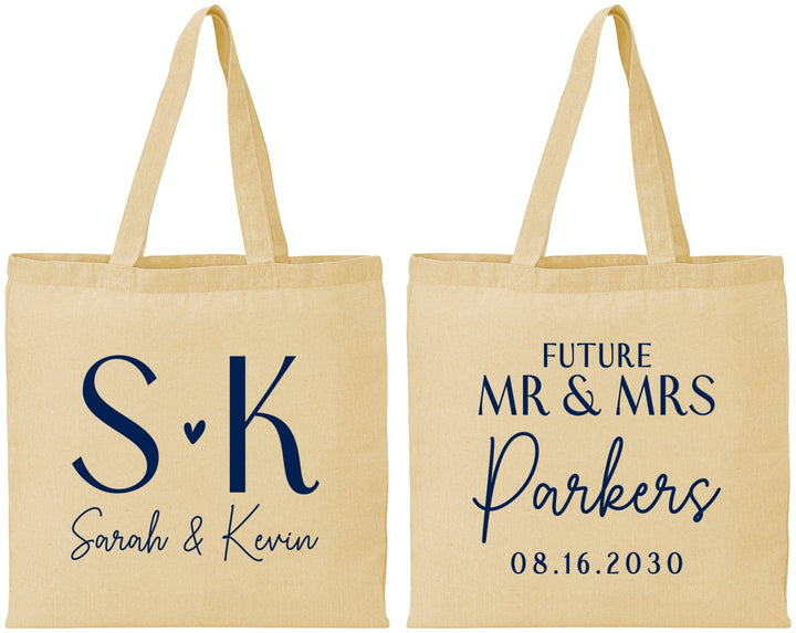 Personalized Engagement Cotton Tote Bags - Future Mr And Mrs | 10012