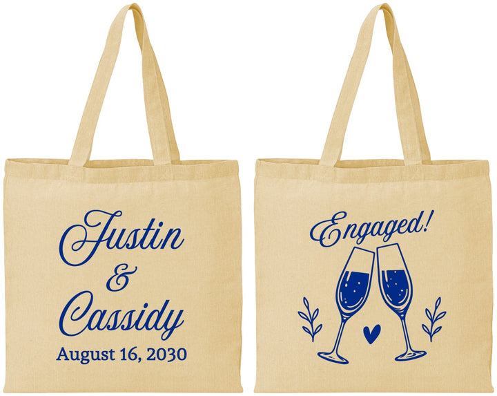 Personalized Engagement Cotton Tote Bags - Engaged | 10013