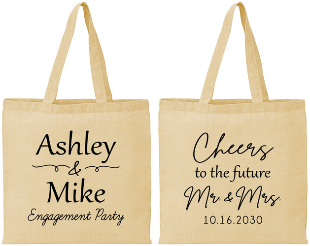 Personalized Engagement Cotton Tote Bags - Future Mr And Mrs | 10014