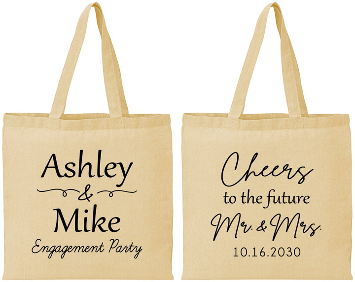 Personalized Engagement Cotton Tote Bags - Future Mr And Mrs | 10014