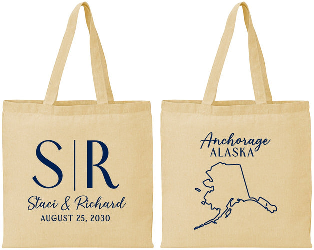 Personalized Wedding Cotton Tote Bags - Alaska | 101