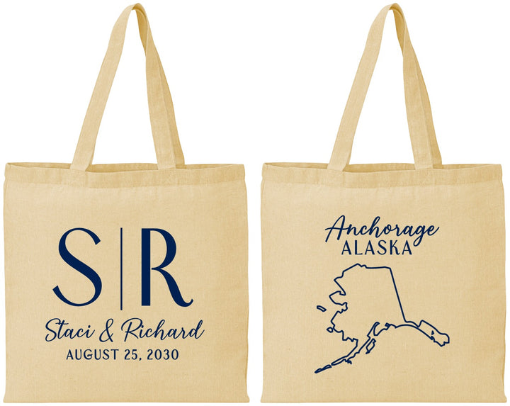Personalized Wedding Cotton Tote Bags - Alaska | 101