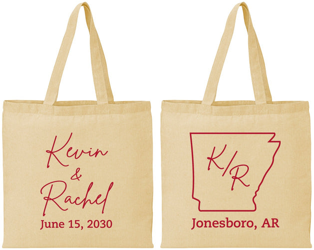 Personalized Wedding Cotton Tote Bags - Arkansas | 103