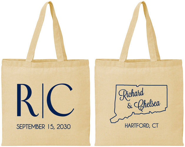 Personalized Wedding Cotton Tote Bags - Connecticut | 106