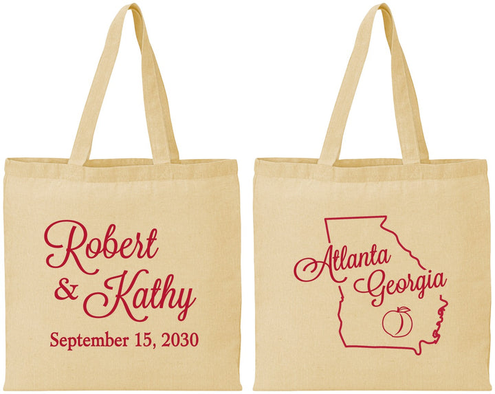 Personalized Wedding Cotton Tote Bags - Georgia | 109
