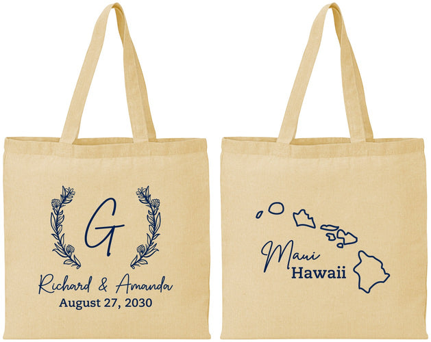 Personalized Wedding Cotton Tote Bags - Hawaii | 110