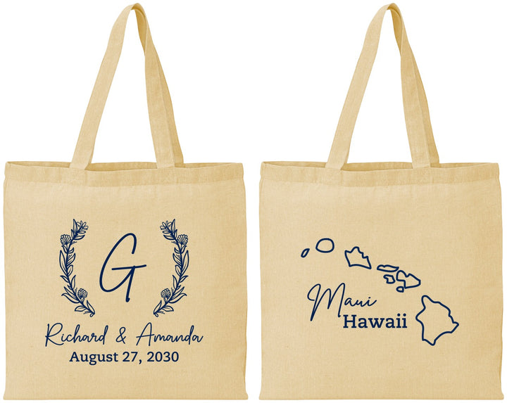 Personalized Wedding Cotton Tote Bags - Hawaii | 110