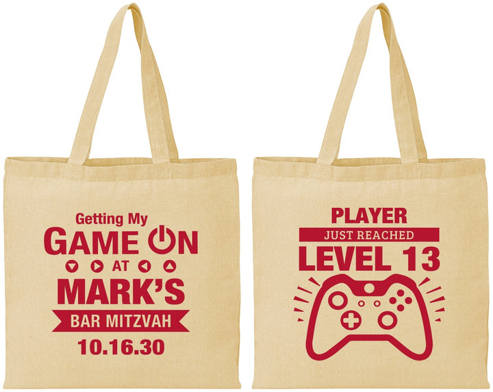 Personalized Bar Mitzvah Cotton Tote Bags - 13th Birthday Video Game | 110013