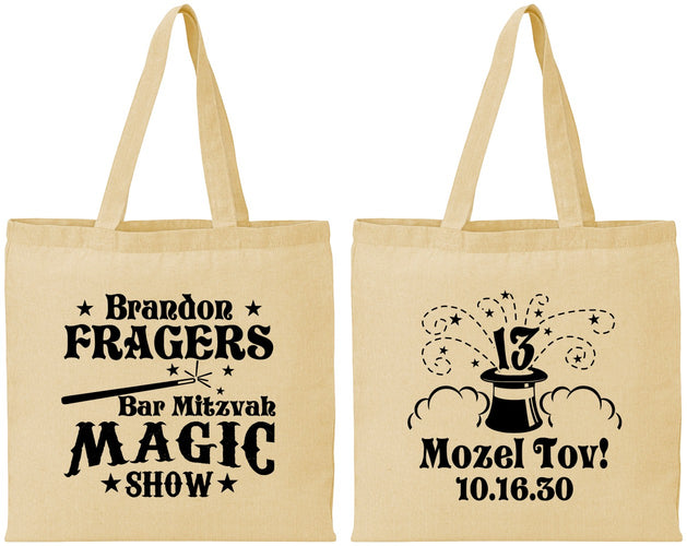 Personalized Bar Mitzvah Cotton Tote Bags - 13th Birthday Magic | 110016