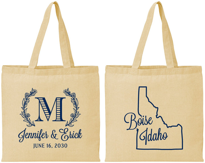 Personalized Wedding Cotton Tote Bags - Idaho | 111