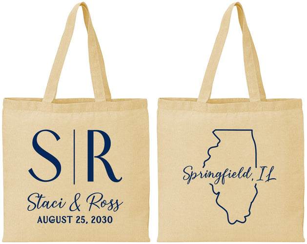 Personalized Wedding Cotton Tote Bags - Illinois | 112